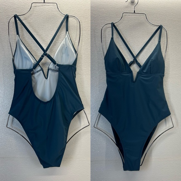 Swimsuit One Piece Bathing Suit Deep V Neck Crisscross Back Adjustable Strap - Picture 14 of 17